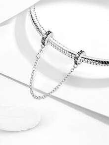 1 pieza Cadena de decorativa de plata de ley 925 de varios colores, adecuada para hacer pulseras y joyas DIY para mujeres - Plateado - Ver 3