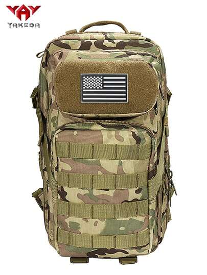 Large Capacity Multi-Functional Hook And Loop Sports Backpack, Multi-Pocket Hunting Backpack With Side Fixing Straps, Suitable For Camping, Hiking And Other Outdoor Activities