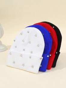 1 件男士朋克铆钉针织帽，哥特式骷髅帽，冬季保暖男士便帽，适合街头穿着。秋季 - 彩色 - 查看 5