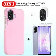 适用于三星A07 4G的二合一果冻壳多巴胺手机壳，适用于三星A07的钢化膜镜头贴膜，透明玻璃屏幕保护必备品，适用于日常、办公、家庭手机屏幕保护膜，防水防震防摔防刮花。 - 粉紅色(Clear Glass) - 查看 8