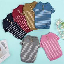Striped Warm Sweater For Small/Medium Dogs & Cats, Suitable For Schnauzer, Poodle, Autumn/Winter - Red and White - View 2
