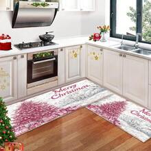 Pink Christmas Tree Microfiber Doormat - Quick-Dry, Non-Slip, Machine Washable, Waterproof & Stain Resistant - Perfect For Kitchen, Bathroom, Holiday Decor & Gifts - Multicolor - View 2