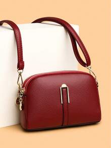 Minimalist Versatile Shoulder Bag&Small Square Bag For Women,2-Layer Zipper Diagonal Shoulder Bag, Fashionable PU Soft Leather Women's Handbag, Simple Versatile Clutch, Middle-Aged Women's Bag, Shoulder Small Purse[US Local Warehouse]Travel Essentials - 彩色 - 查看 5