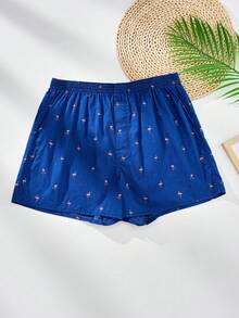 3 件/包男士透气松紧腰印花平角短裤，宽松休闲内裤 - 彩色 - 查看 5