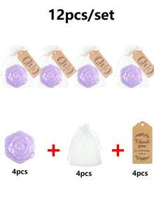 18pcs/Set, Bridal Shower Favors Rose Design Mirrors Plastic Compact Mirrors Bridal Thank You Cards With Organza Bags Wedding Party Gifts Bridesmaid Gifts For Guests Bridal Party Supplies - Purple - View 8