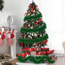 Green & White Tinsel Garland, Shiny Hanging Decoration, Christmas Tree, Fireplace, Staircase Railing, Indoor/Outdoor Holiday Decor, DIY Christmas Wreath Christmas Decoration XMAS Decor Christmas Tree Gift Decor Thanksgiving Wedding Home Decor Home Decor Fall Decor Autumn Decor Birthday Decorations For Gifts Party Supplies Indoor Outdoor Garden Holiday Festival Decor Halloween Decor Wall Decor Halloween Ornaments - Multicolor - View 7