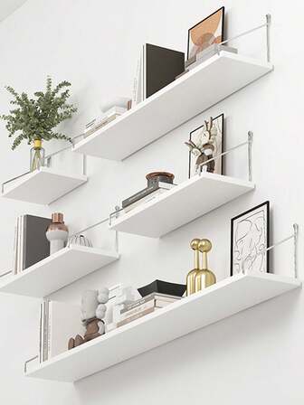 1 件套房间、卧室、客厅、书房、宿舍隔断架、壁挂式浮动搁板、免钻孔壁架、墙面装饰、卧室、厨房、办公室、书架、储物架