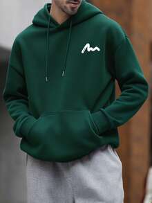 Men's Graphic Print Thermal Lined Hoodie, Streetwear Style, Autumn/Winter