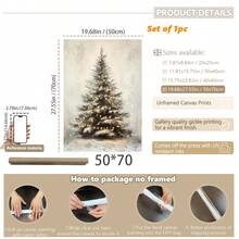 1 szt., płótno ścienne, dekoracje świąteczne, oprawione ozdoby świąteczne, śnieżny zimowy krajobraz, Święty Mikołaj, wystrój świąteczny w stylu rustykalnym, wystrój bożonarodzeniowy w stylu vintage, bałwan, choinka, pociąg świąteczny, dekoracja pokoju bożonarodzeniowego, wystrój salonu