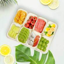 Snackle Box Container,Portable Snack Box 8 Compartment Divided Serving Tray With Lid And Handle,Clear Storage Organizer For Fruit Candy Nuts Veggie-Perfect For Road Travel Party(1 Pack) - Clear - View 6