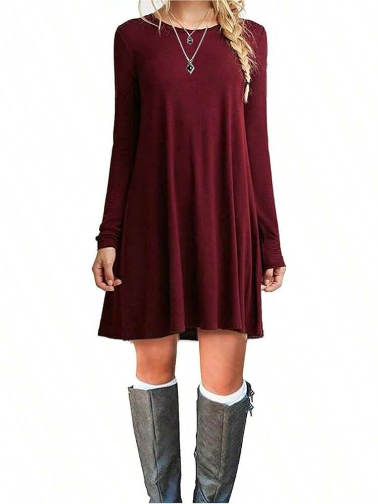 molerani women's casual swing simple t shirt loose dress NWT MOLERANI Women's Long Sleeve Casual Swing Simple T-Shirt Loose Dress  MEDIUM