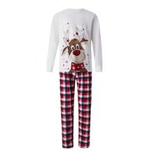 Family Christmas Pajamas Matching Sets For Kids Men Women Christmas Pajamas Cute Reindeer Tees Tops Plaid Pants Xmas Holiday Pajamas Sleeper Loungewear Matching Christmas Pajamas For Family - Đỏ và trắng - Xem 5