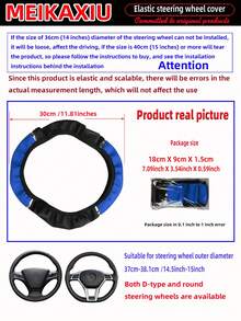 MEIKAXIU 1pc Shiny Metallic PU Leather Steering Wheel Cover, Fits 14.5-15 Inch Car Accessories - Blue - View 7