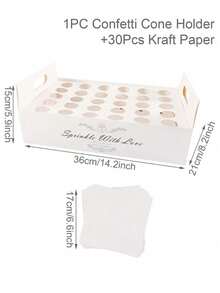 1 set de support et papiers de cônes de confettis en papier kraft blanc, boîte de cônes de confettis à 30 trous, support de cônes de confettis pour la décoration de mariage, de fête, emballage cadeau, sac, décoration d'anniversaire, décoration de baby shower, décoration de table, décoration de la maison, décoration de chambre, cadeaux d'anniversaire, faveurs de fête, décoration extérieure - Blanc - Voir 5