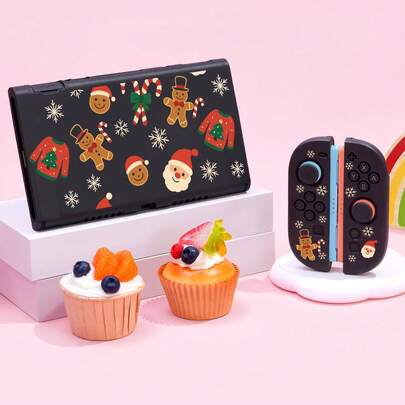 Model de Crăciun, Omuleț de Turtă Dulce, Moș Crăciun și Baston de Acadea, Compatibil cu Carcasă de Protecție pentru Consola de Jocuri Switch2 (2025)/Switch NS/Switch OLED/Switch Lite/Carcasă de Protecție pentru Controler, Nouă Generație, Carcasă Moale TPU, Carcasă de Protecție Universală pentru Controler, Carcasă de Protecție pentru Controler Switch, Accesorii de Jocuri Switch, Anti-cădere, Anti-alunecare, Rezistent la Zgârieturi, Elegant