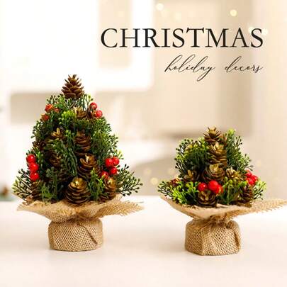 1pc 15cm Flocked Mini Christmas Tree, Snow-Covered Tabletop Decor For Shelf & Desk, Cozy Holiday Atmosphere Creator, Bulk Xmas Decorations For Retailers, Birthday Gift, Christmas Gift, Perfect Gift