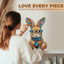 1pc Colored Bunny Wooden Puzzle, Asymmetrical Animal Shape Wooden Jigsaw Puzzle Toy, Unique Party Game Gift, Decorative Art Puzzle, Tabletop Magic Puzzle, Creative Children's Educational Puzzle, Holiday Gift, Adult Wooden Puzzle, Christmas Gift, Back To School Gift, Birthday Gift (2D Puzzle) - Multicolor - View 7