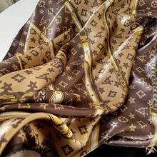 Large Square Scarves, Silk Scarves, Women's Headscarves Printed Scarves Satin, Printed Square Scarves, Silk Scarves, Smooth Fabrics, Headscarves, Binding Bags, Decorative Silk Scarves And Scarves For Daily Use - D9424-Đen - Xem 6