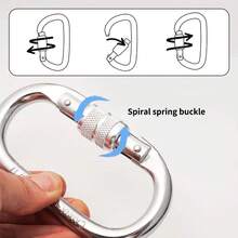 1pc O-Ring Stainless Steel Spring Snap Hook, 4500lbs Load Capacity, With Spiral Lock Fastener, Equipment Connector Ring, For Hammock, Travel, Cycling Backpack, Pet Leash - Durable Metal Industrial Style