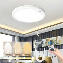 Yogle Ceiling Lamp, Motion Sensor Night Light, LED Ceiling Lamp With 3 Color Temperature Adjustment, 5000mAh Large Capacity Battery For Long-Lasting Use, Intelligent Human Body Sensing And Remote Control Operation, Suitable For Indoor/Outdoor Stairs, Closets, Garages, Basements.