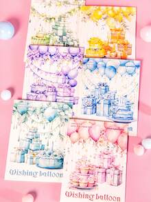 10pcs/Pack PET Transparent Balloon Sticker Pack, Scrapbooking, DIY Craft Material, "Wishing Balloon" Series With 6 Designs To Choose From - Multicolor - View 2