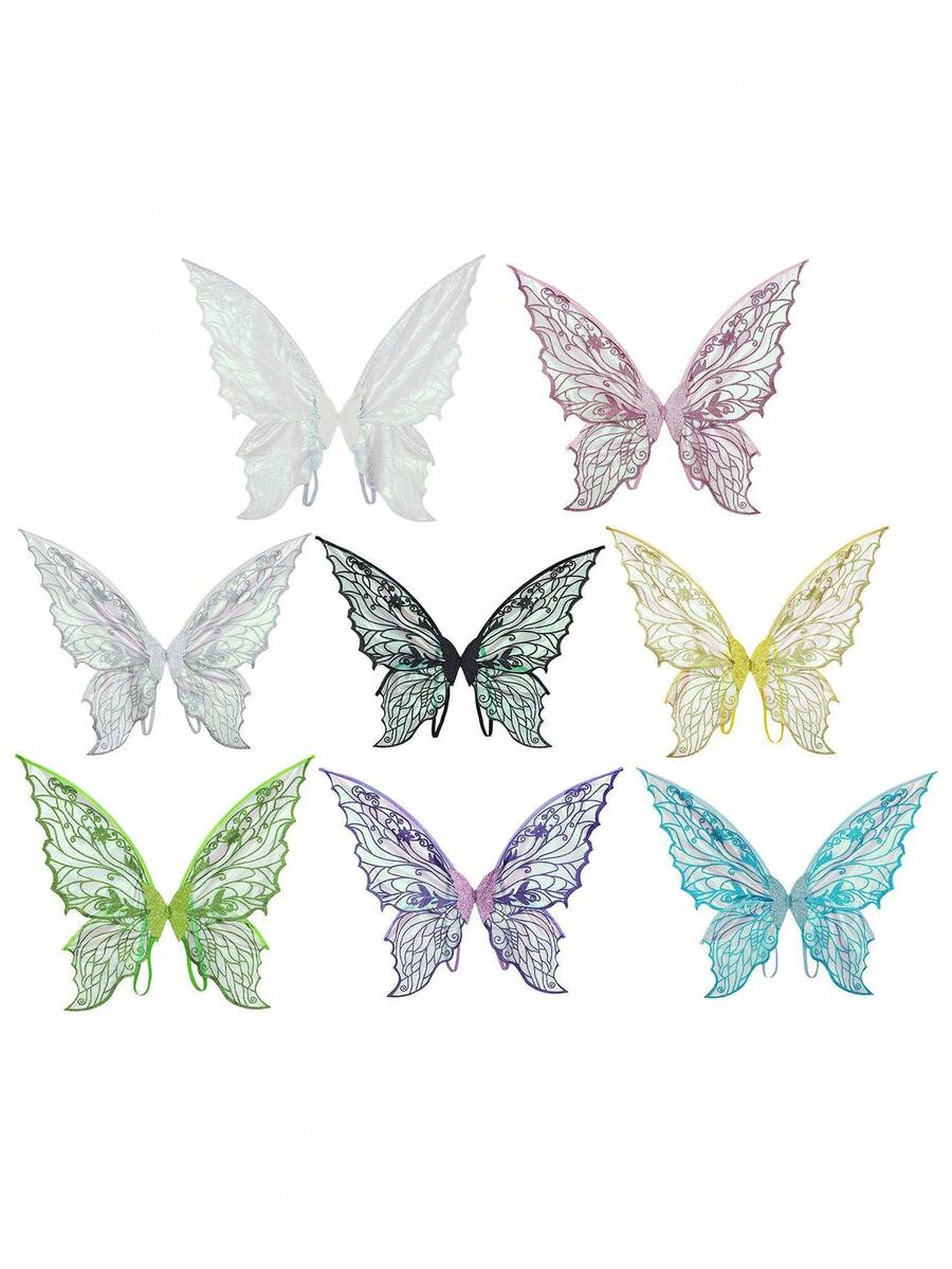 1 pieza Alas de hada de fiesta, accesorios de disfraz de alas de mariposa brillante para mujer para carnaval, fiesta, boda y cumpleaños, alas de mariposa dorada deslumbrante