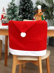 Coprisedia Cappello di Babbo Natale per decorazione di ristoranti, hotel e casa, coprisedia in velluto rosso per decorazione natalizia della sedia