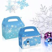 Christmas Snowflake Tote Bag Christmas Snowflakes Cookie Treat Boxes,12 Pack Cardboard Gable Gift Boxes Blue & White Winter Holiday Theme - For Frozen Theme Birthday Party Baby Shower Favor-432326 - Bleu azur - Voir 7