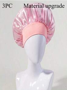 2pcs Satin Sleeping Cap, Breathable & Soft Hair Care, Comfortable Fit With Elastic Band, Suitable For Curly Hair, Wide Solid Color Brim, Satin Elastic, Soft & Comfortable, Fashionable & Breathable, Daily Hair Care | Satin Cap | Smooth Satin Texture (Random Color & Style) - Multicolor - View 15