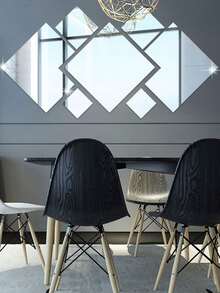 7pcs Diamond Shaped Combination Mirror Wall Sticker, Small/Medium/Large Sizes - Multicolor - View 4