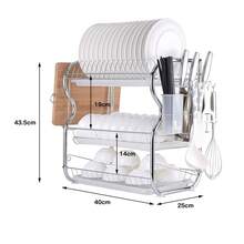 Countertop Dish Rack, Stainless Steel, Three-Layer Multifunctional Dish Rack, Dish Rack For Kitchen Supplies, Sink Drain Rack, Countertop Dish Rack - Bạc 2-42*25*43.5cm - Xem 6