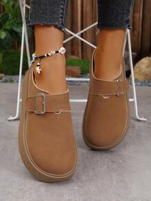 Damen Große Größen Metall Schnallen Stilvolle Frühling/Herbst Neue Bequeme Slip-On Mule Pantoffeln, vielseitige hochwertige einfache Loafers