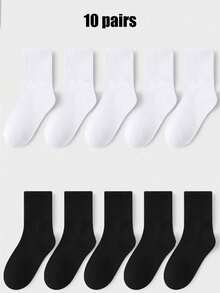 10 Pairs Solid Color Breathable Moisture-Wicking Sports Socks, Spring/Summer - Multicolor - View 7