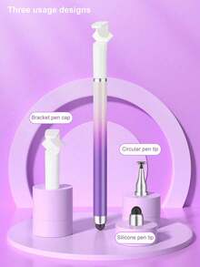 Ombre Color Stylus Pen With Stand, Dual-Tip Capacitive Stylus For Smartphone, Tablet, Video Editing, Drawing, Office Writing