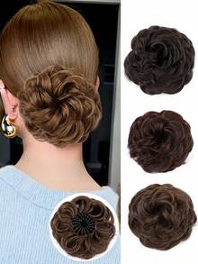 Synthetic Hair Bun Extensions Messy Curly Hair Scrunchies New StyleHairpieces Synthetic Chignon Donut Updo Hair Pieces For Women - Multicolor - View 2
