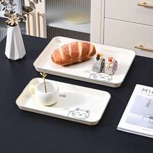 1 Teebrett, rechteckig aus ABS Material, zum Abstellen von Teetassen, Wassergläsern, Tellern, Dim Sum Aufbewahrungsplatten, Serviertabletts, Kaffee- und Brotplatten, Obstmahlzeiten-Tabletts, geeignet für Familien-Restaurants, Schul-Cafés, Bäckereien, Teller