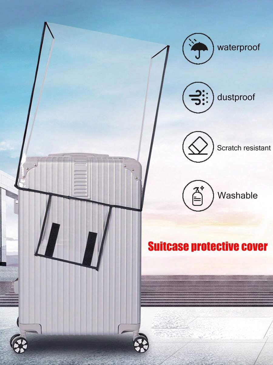 غطاء شفاف للحقائب، خطاف واسع وحلقة سميكة مقاومة للتآكل ومقاوم للماء لغطاء حقائب السفر - غطاء شفاف من البي في سي للحقائب - كم واقي بلاستيكي مقاوم للماء للحقائب والحقائب، اكسسوار سفر مناسب للحقائب من 18 إلى 30 بوصة