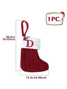 1pc Red Christmas Hat Letter Knitted Socks, English Letters Hanging Stockings, Suitable For Party Decoration 2026 New Year Party Favors Supplies, Baby's Room Decoration, Home Nursery Hanging Decorations, Personalized Initial Xmas Stocking, Family Holiday Xmas Home Room Decor, Xmas Tree Ornaments, Xmas Eve Surprise Gifts Package Xmas Costumes, Baby Xmas Gift, Babe Party Favor - Christmas Hat Letter Knitted Socks - View 18