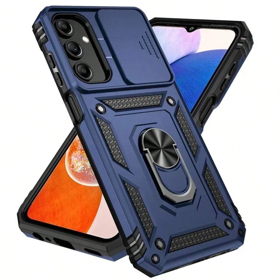 适用于三星 Galaxy A55 A36 A26 A16 A54 A34 A14 A15 A05 5G 手机壳，带滑动摄像头盖和内置 360° 旋转指环支架，磁吸式防震设计，也适用于 Galaxy S25 S24 S23 S22 S21 S20 Plus Ultra FE，国际版，非国内版。