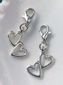 1pc Metal Heart Shaped Spring Zipper Pull, Stainless Steel Key Chain, Cute Bag Charm, Couple Keychain, Bag Accessory, Versatile Seasonal Gift, Y2K