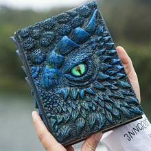 1pc 3D Longan Embossed Dragon Diary Writing Notebook Men/Women Handmade Travel DiaryNotebook For Gragon Enthusiasts Resin Carving Notebook Blank Paper 120 Sheets 240 Pages - Multicolor - View 7