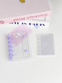 M5 Clear Ring Binder Set, 10pcs Double-Sided Sleeves, Refill Papers, DIY Binder Notebook Set, Seal, Cute Stickers, Otaku Event, Sticker Notebook, Sticker Book, Sticker Bookshelf, Sticker Book Refill, Transparent Sticker Book Binder