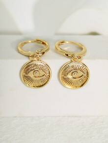 زوج من أقراط قلادة الهلال والبرق المطلي بالذهب عيار 18 قيراط بتصميم بسيط وأنيق، مناسب للنساء للاستخدام اليومي والتنقل والعطلات والحفلات والسفر كهدية