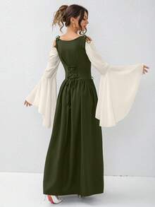 Áo nịt ngực chất lượng cao dành cho phụ nữ trưởng thành, váy công chúa cổ điển thời kỳ Phục hưng, trang phục hóa trang Halloween - Màu xanh Ô liu - Xem 2