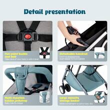 PORIYA Foldable Baby Stroller Outdoor Travel Pushchair Carry On Plane One Key Folding Lightweight Compact With Four Wheels Sunshade - 灰色 - 查看 7