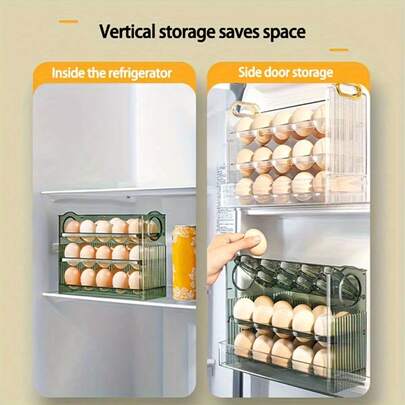 1 Automatic Flip Egg Storage Box, Refrigerator Side Door Shelf, Kitchen Special Egg Storage Artifact, Duck Egg Box
