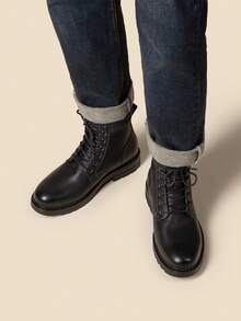 Men's Dress Oxford Fashion And Comfort Ankle Lace Up Casual Business Derby Black Boots For Business Trips And Outdoor Activities - 黑色 - 查看 3