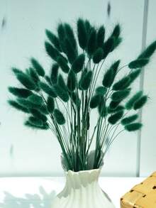 60/120/240 piezas Flores artificiales estilo bohemio - Colas de conejo secas naturales Pampas Grass - Multicolor, Flores de diente de león - Decoración para el hogar, la boda, la oficina, la cafetería - Regalos para el Día de San Valentín y el Día de la Madre - Verde Oscuro - Ver 1