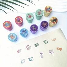 10/20 件海洋生物印章套装 - 塑料海龟和海洋生物印章，带有生动的水下设计，适用于派对礼品、剪贴簿装饰、生日礼物和主题庆祝活动、印章装饰、剪贴簿用品、恶作剧设计、耐用塑料、万圣节、圣诞节 - 彩色 - 查看 4