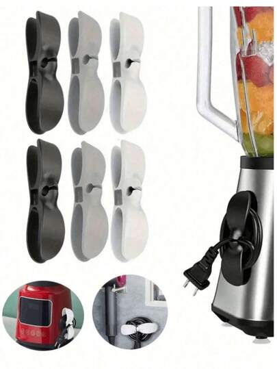 4 Packungen Kunststoff Küchengeräte Kabelorganisator, Kunststoff Kabelaufwickler, platzsparendes Design, geeignet für Heißluftfritteusen, Kaffeemaschinen, Kabelhalterungen (zufällige Farben und Stile), Schulanfang, Weihnachten